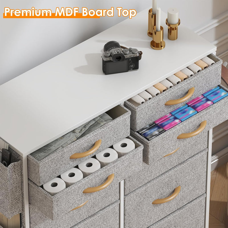 Chest of Drawers 10 Fabric with Side Pockets