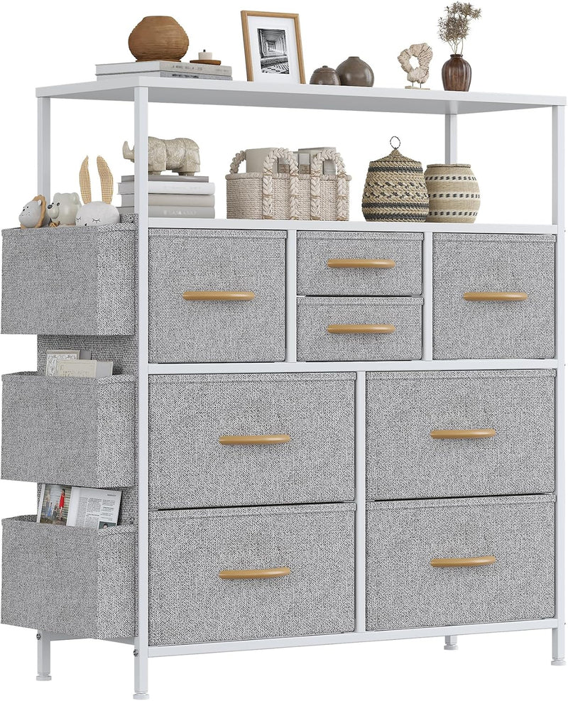 Chest of Drawers 10 Fabric with Side Pockets