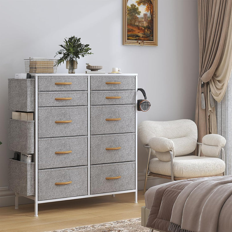 Chest of Drawers 10 Fabric with Side Pockets
