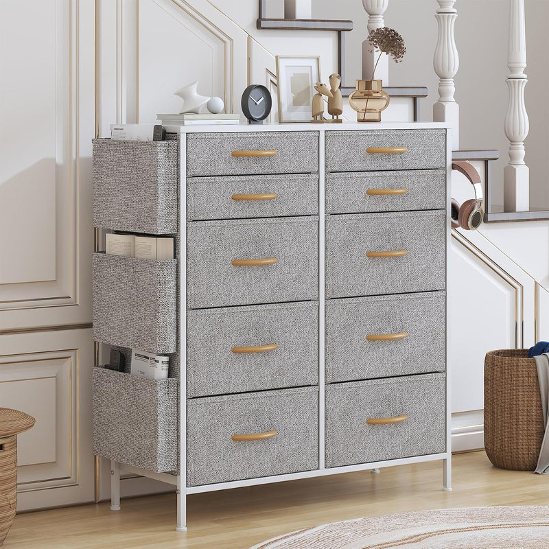 Chest of Drawers 10 Fabric with Side Pockets