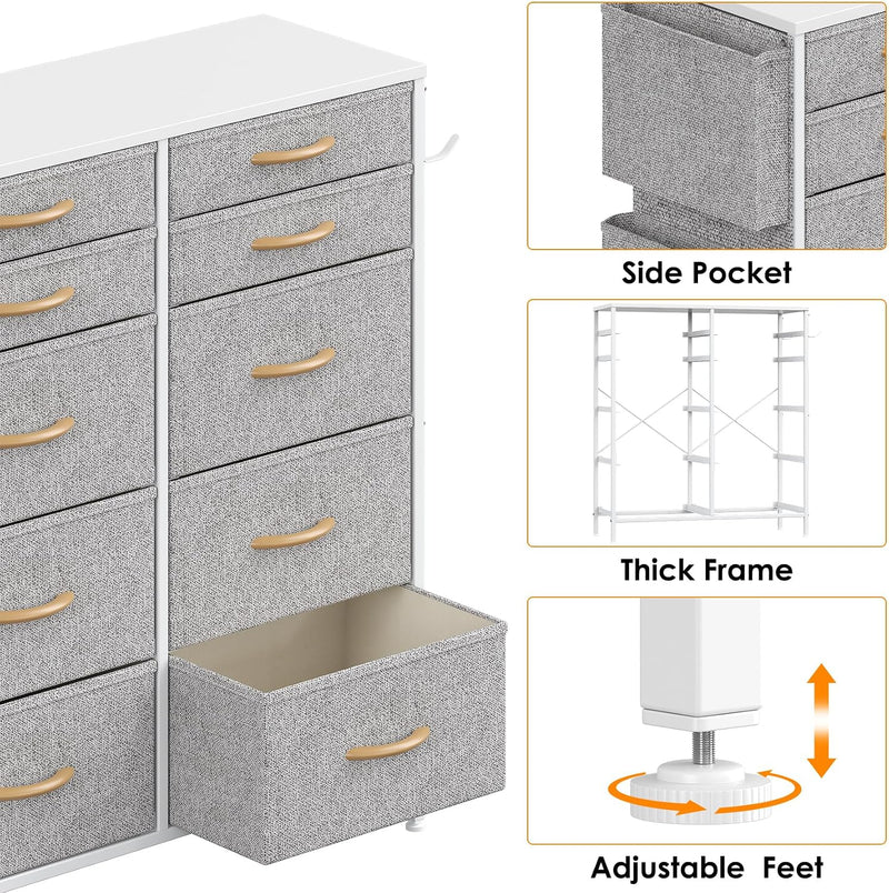 Chest of Drawers 10 Fabric with Side Pockets
