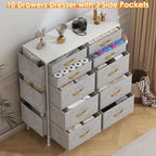 Chest of Drawers 10 Fabric with Side Pockets