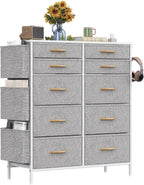 Chest of Drawers 10 Fabric with Side Pockets
