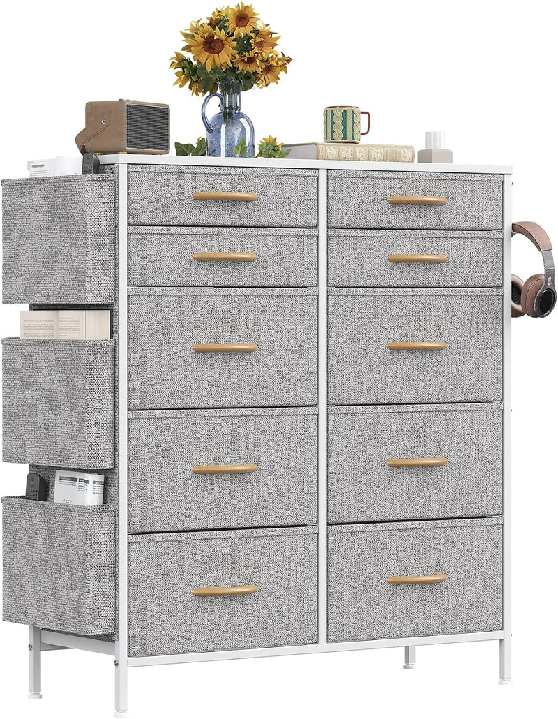 Chest of Drawers 10 Fabric with Side Pockets