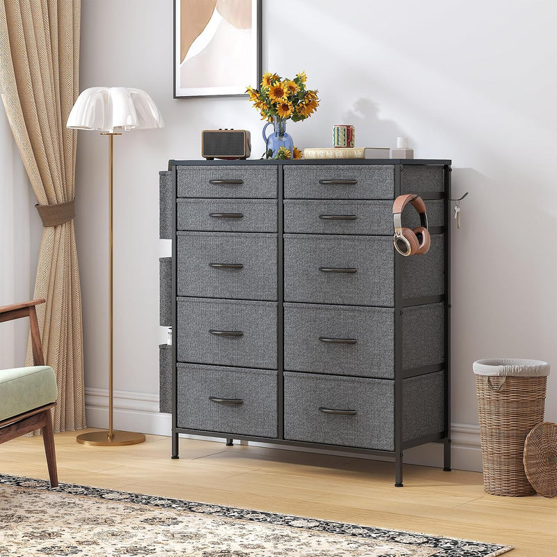 Chest of Drawers 10 Fabric with Side Pockets