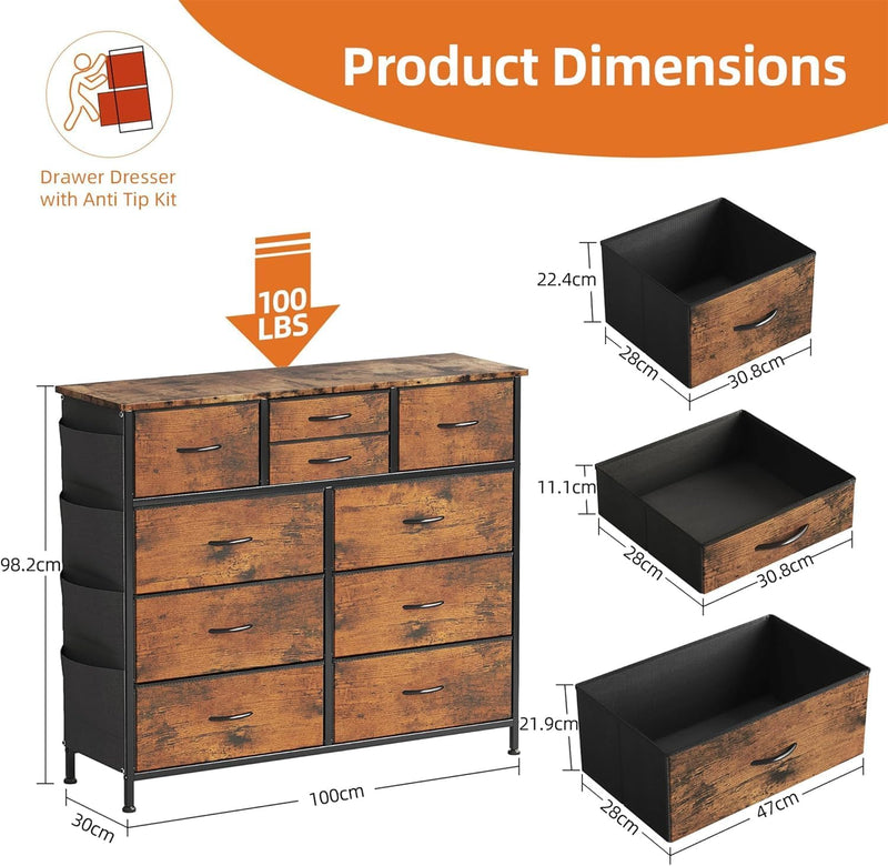 Chest of Drawers Dresser for Bedroom with 10