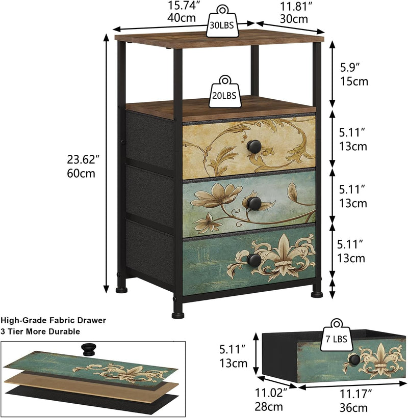 Chest of Drawers 2 Sets Bedside Table