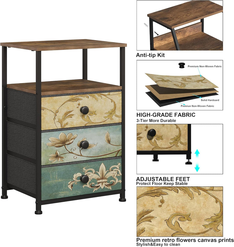 Chest of Drawers 2 Sets Bedside Table