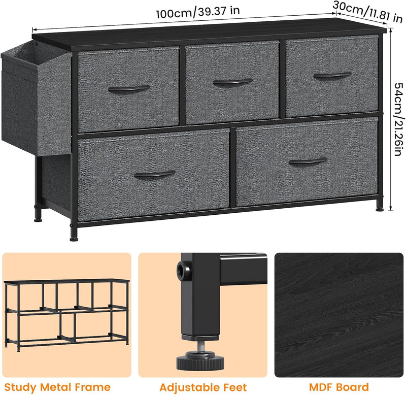 Chest of Drawers 5 Dresser with TV Stand