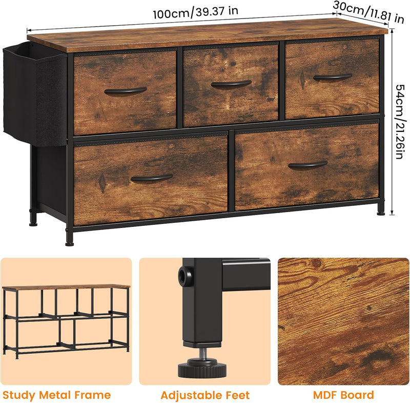 Chest of Drawers 5 Dresser with TV Stand