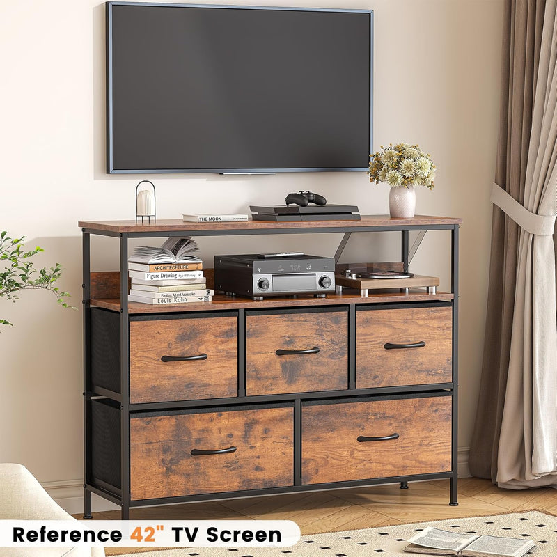 Chest of Drawers 5 Dresser with TV Stand