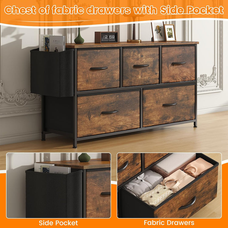Chest of Drawers 5 Dresser with TV Stand