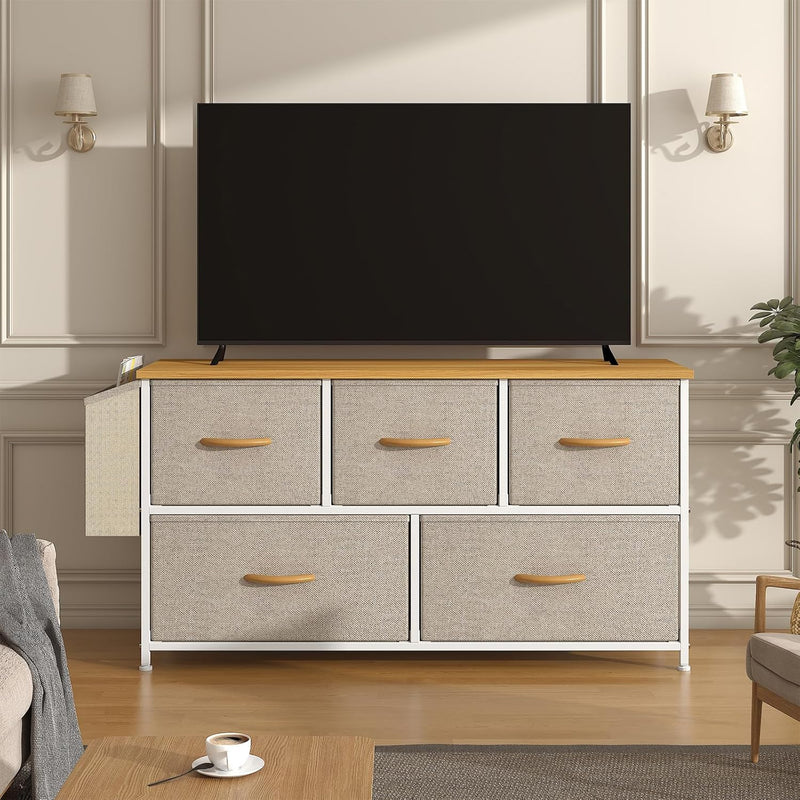 Chest of Drawers 5 Dresser with TV Stand