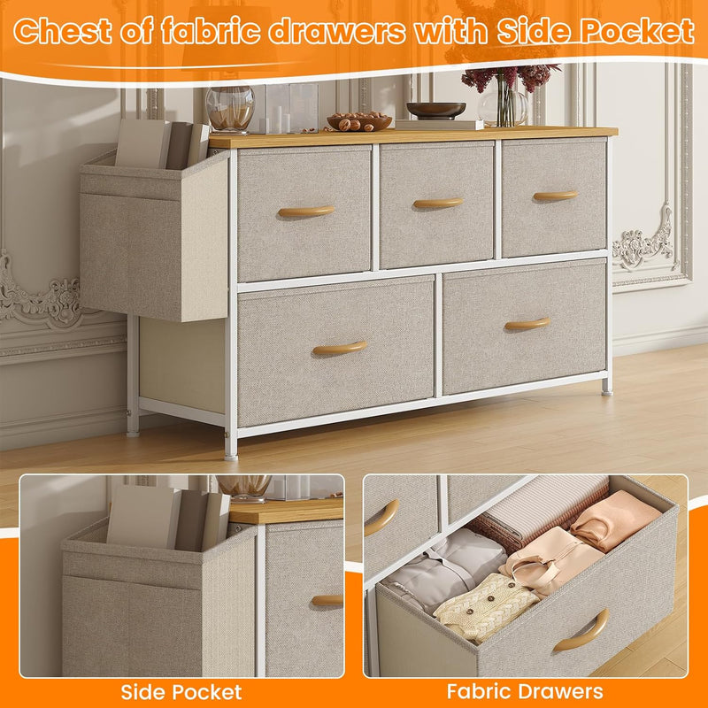 Chest of Drawers 5 Dresser with TV Stand