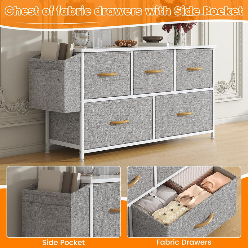 Chest of Drawers 5 Dresser with TV Stand