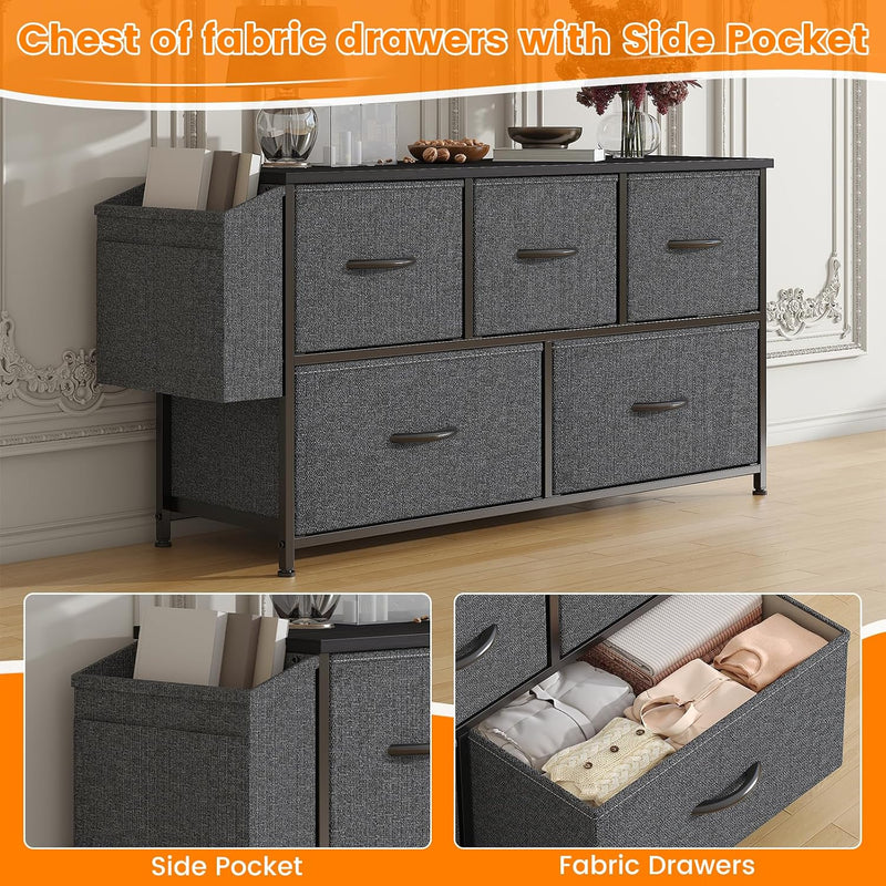 Chest of Drawers 5 Dresser with TV Stand