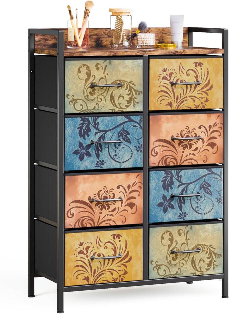 Chest of Drawers Bedroom 8 Fabric Retro Floral