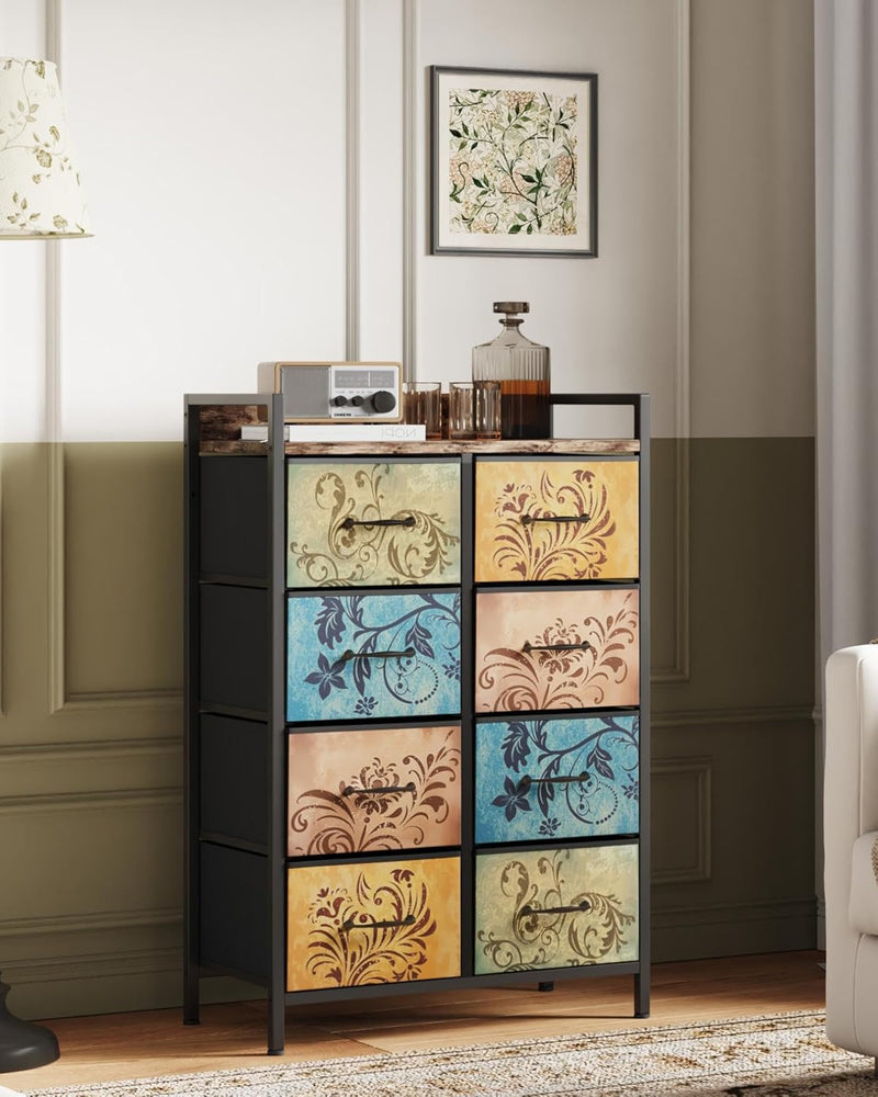 Chest of Drawers Bedroom 8 Fabric Retro Floral