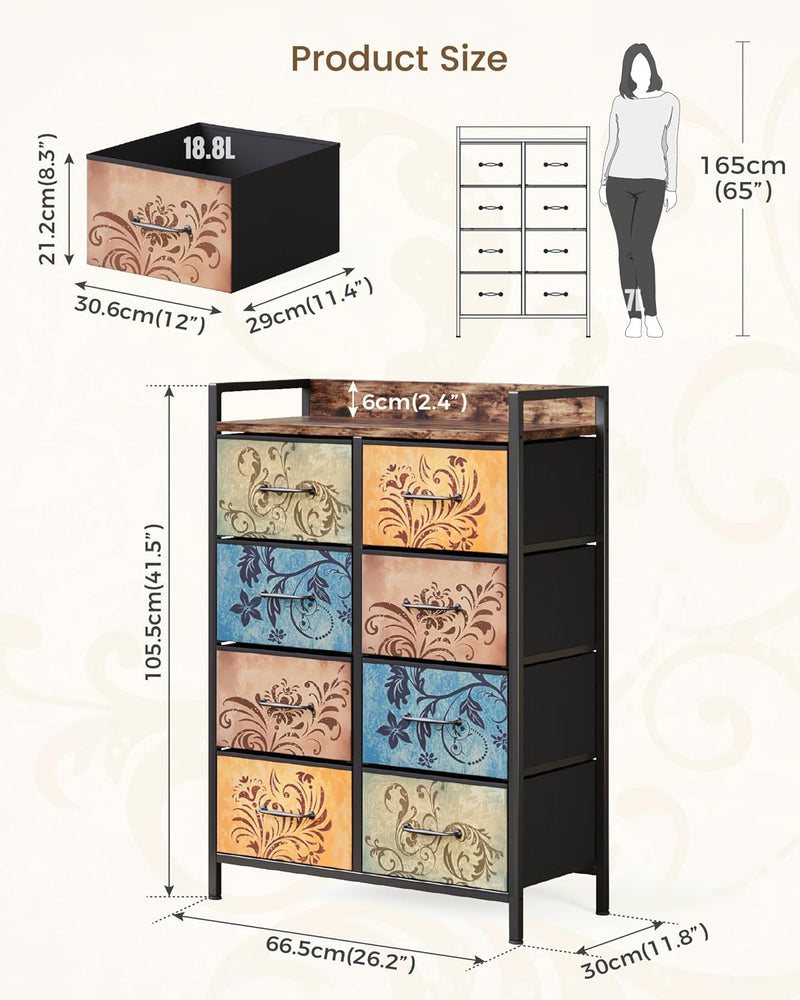 Chest of Drawers Bedroom 8 Fabric Retro Floral