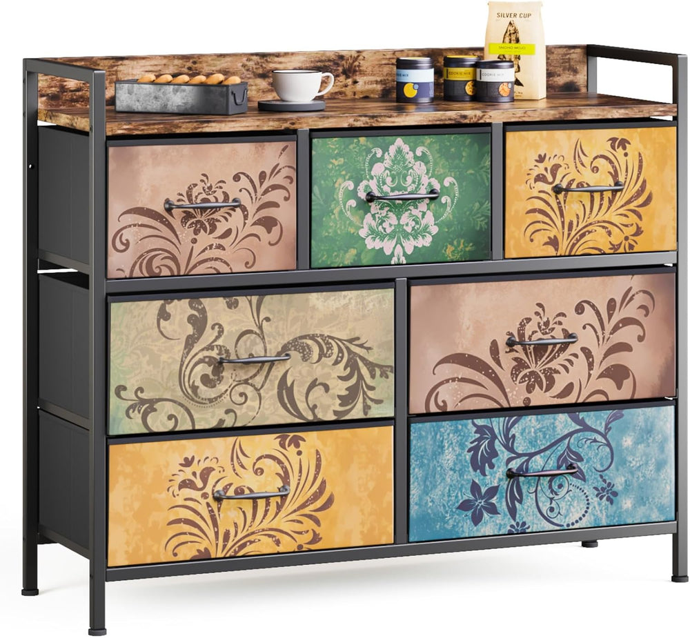 Chest of Drawers Bedroom 8 Fabric Retro Floral
