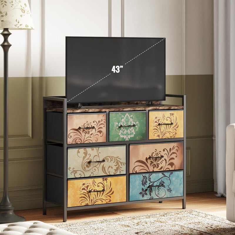 Chest of Drawers Bedroom 8 Fabric Retro Floral