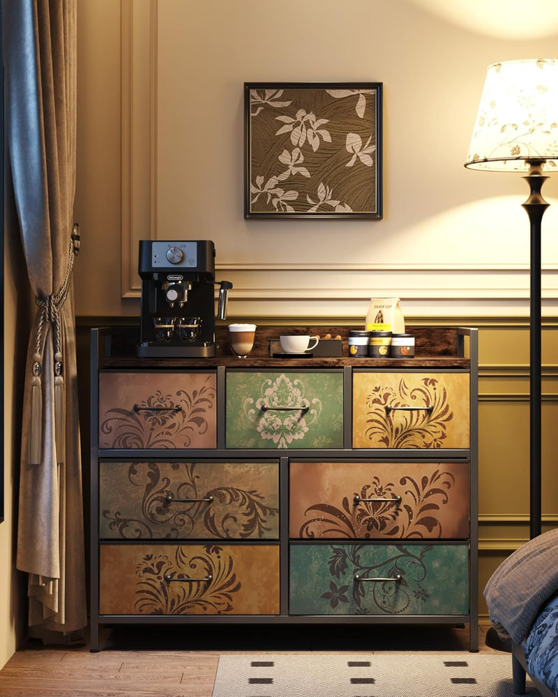 Chest of Drawers Bedroom 8 Fabric Retro Floral
