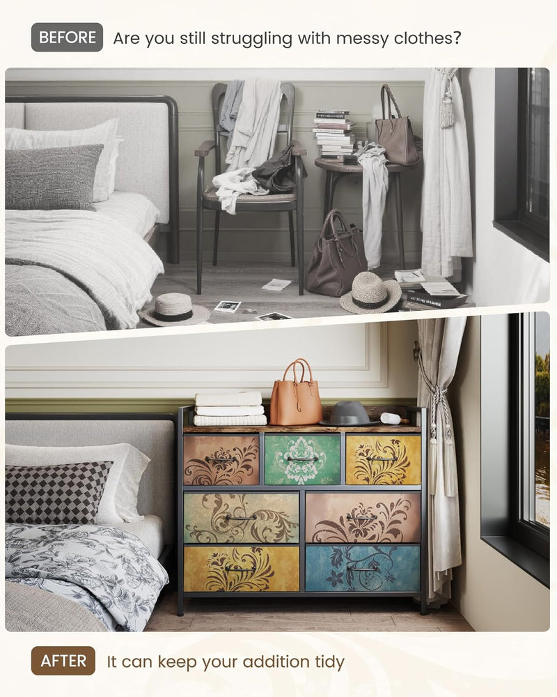 Chest of Drawers Bedroom 8 Fabric Retro Floral