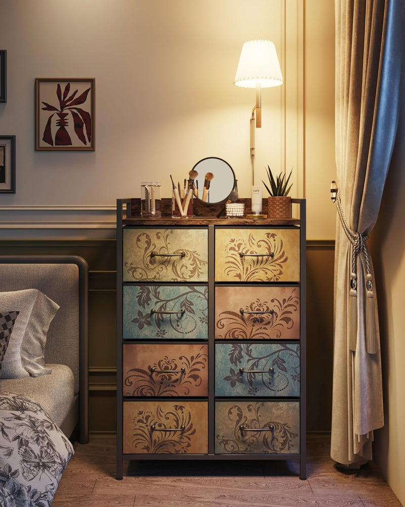 Chest of Drawers Bedroom 8 Fabric Retro Floral