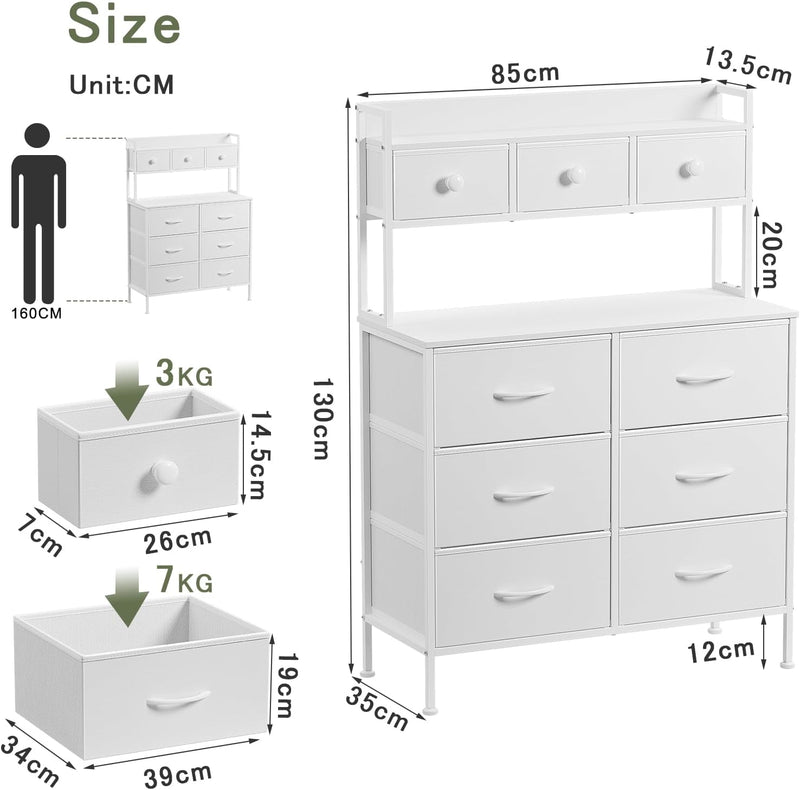 Tall Chest of 9 Drawers 3 Tiers Display