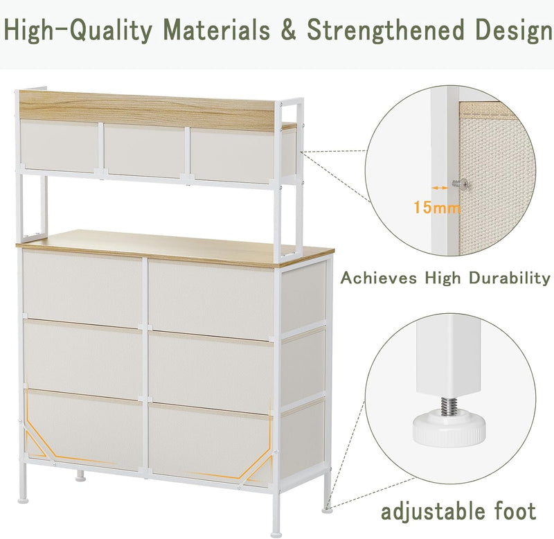 Tall Chest of 9 Drawers 3 Tiers Display