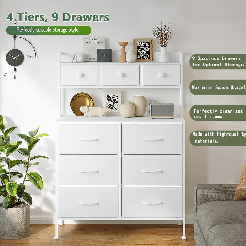 Tall Chest of 9 Drawers 3 Tiers Display