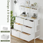 Chest of Drawers 9-Drawer Bedroom Cabinet with Handles
