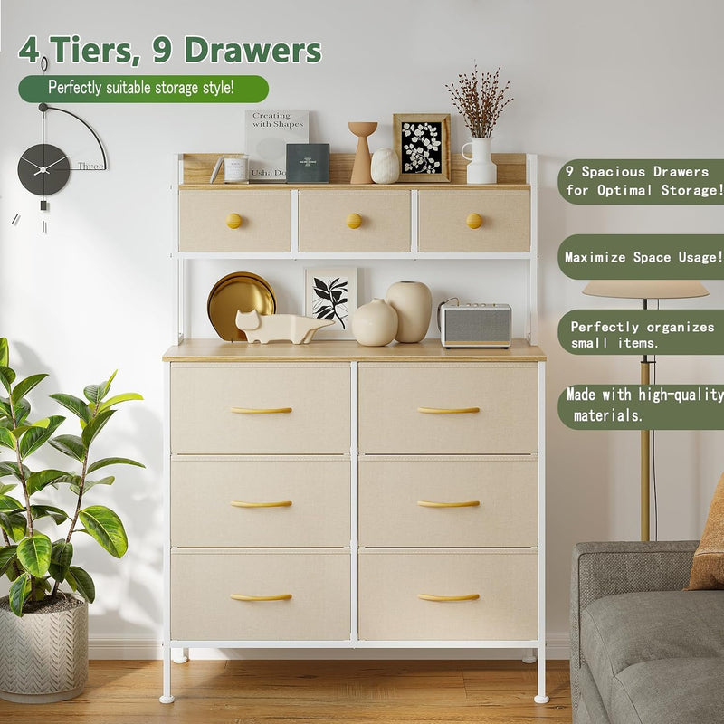 Tall Chest of 9 Drawers 3 Tiers Display