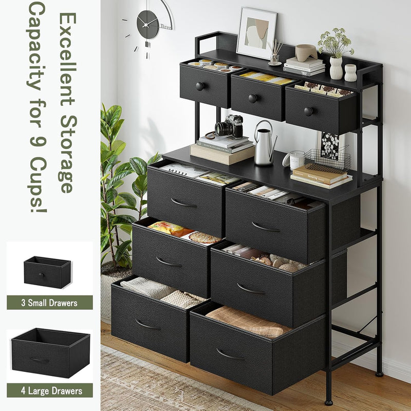 Tall Chest of 9 Drawers 3 Tiers Display