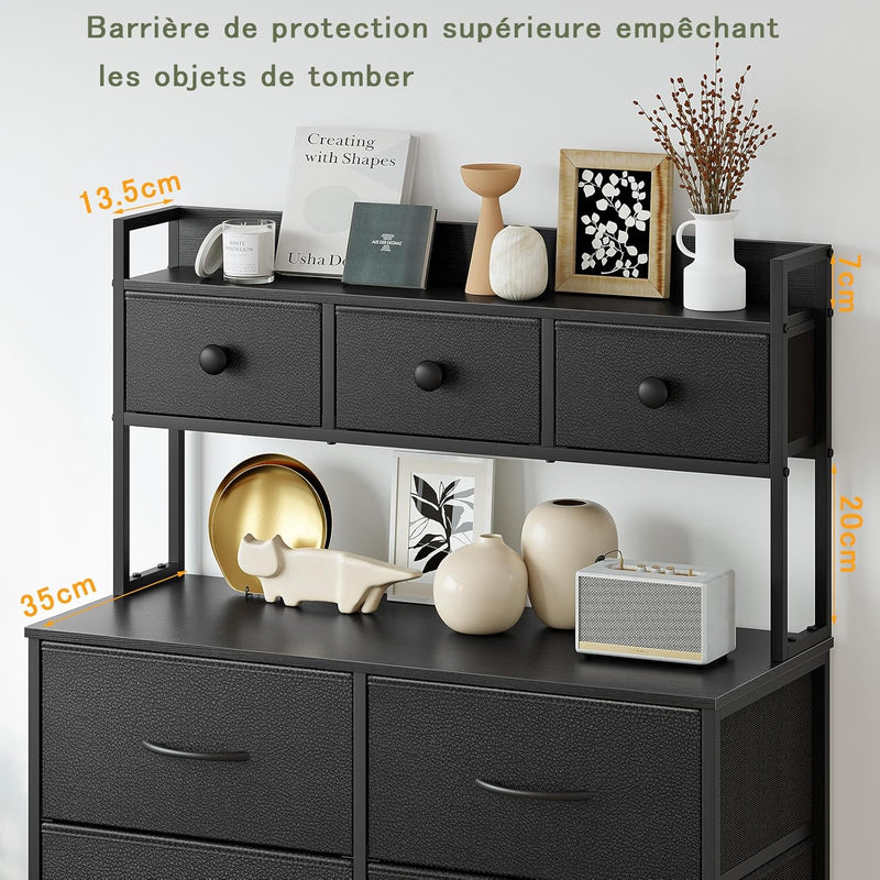Tall Chest of 9 Drawers 3 Tiers Display
