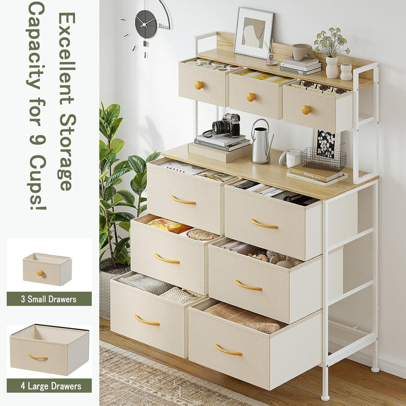 Tall Chest of 9 Drawers 3 Tiers Display