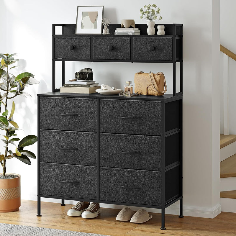 Tall Chest of 9 Drawers 3 Tiers Display