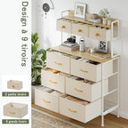 Chest of Drawers 9-Drawer Bedroom Cabinet with Handles