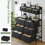 Chest of Drawers 9-Drawer Bedroom Cabinet with Handles