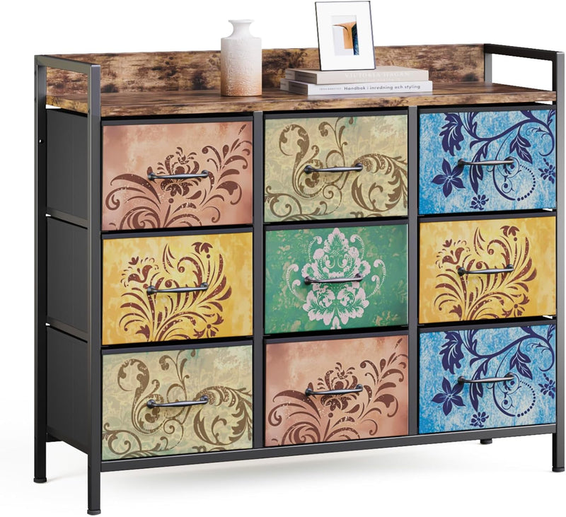 Chest of Drawers Bedroom 8 Fabric Retro Floral