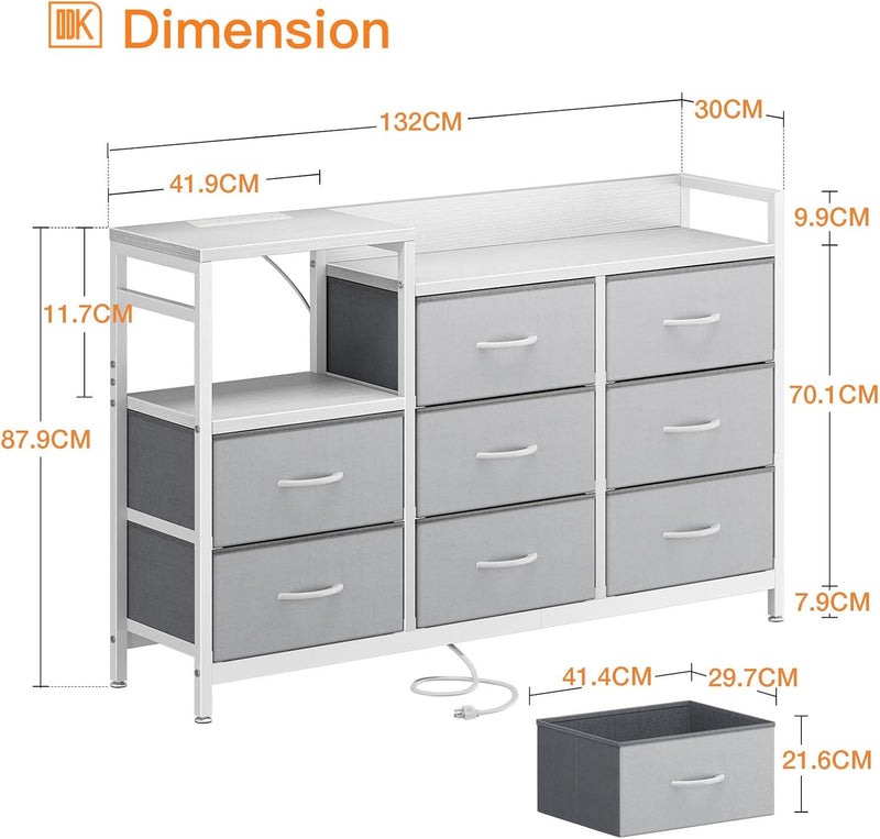 Chest of Drawers Bedroom 8 Fabric 30x132x88CM Contains