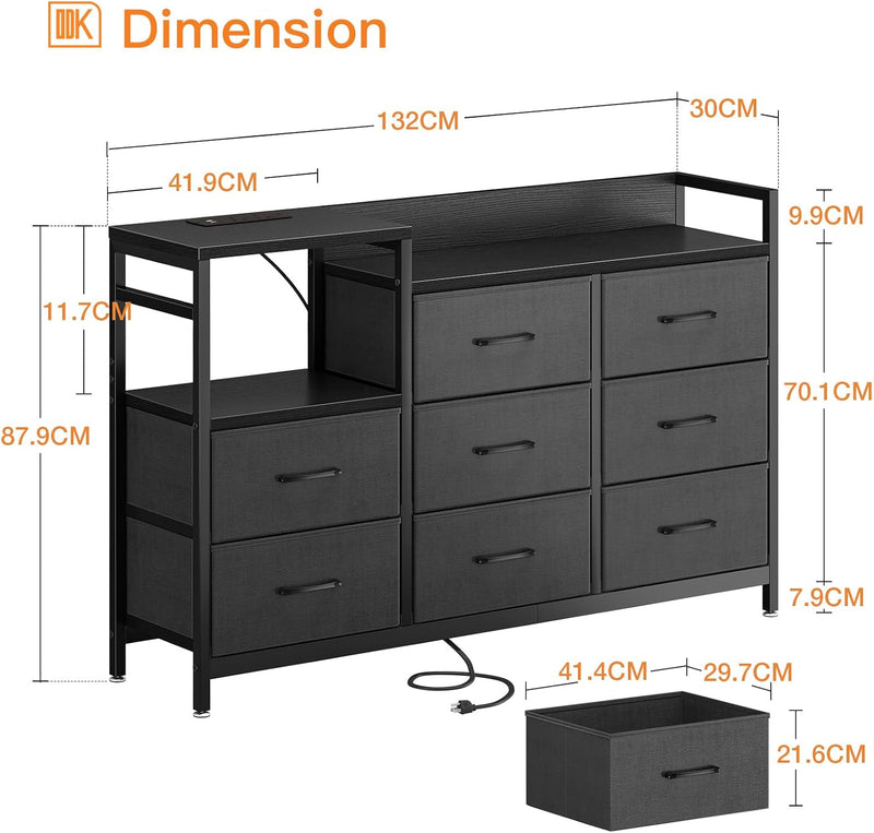 Chest of Drawers Bedroom 8 Fabric 30x132x88CM Contains