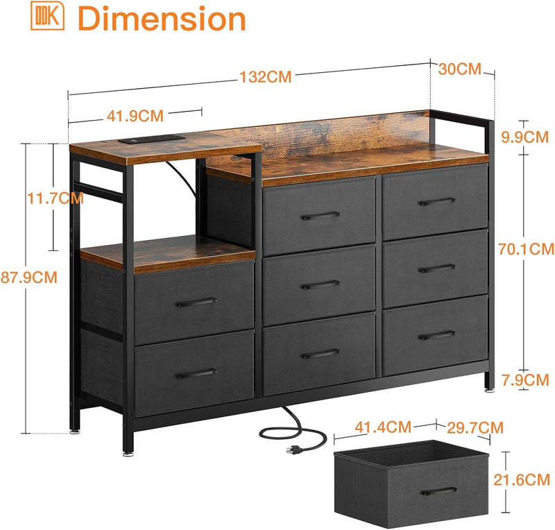 Chest of Drawers Bedroom 8 Fabric 30x132x88CM Contains