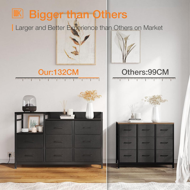 Chest of Drawers Bedroom 8 Fabric 30x132x88CM Contains