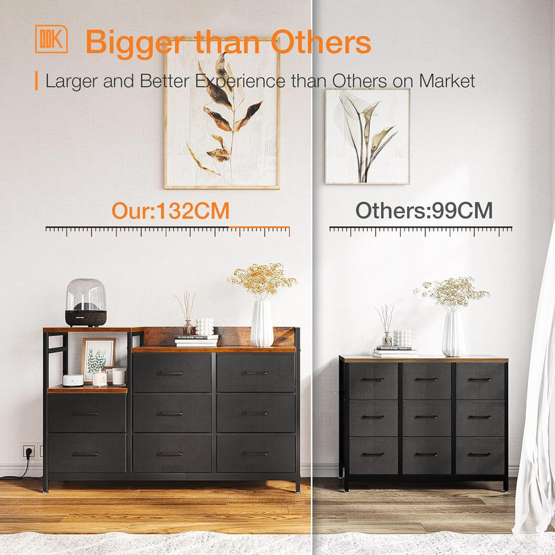 Chest of Drawers Bedroom 8 Fabric 30x132x88CM Contains
