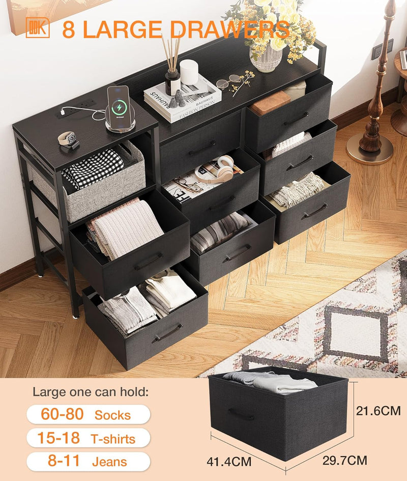 Chest of Drawers Bedroom 8 Fabric 30x132x88CM Contains