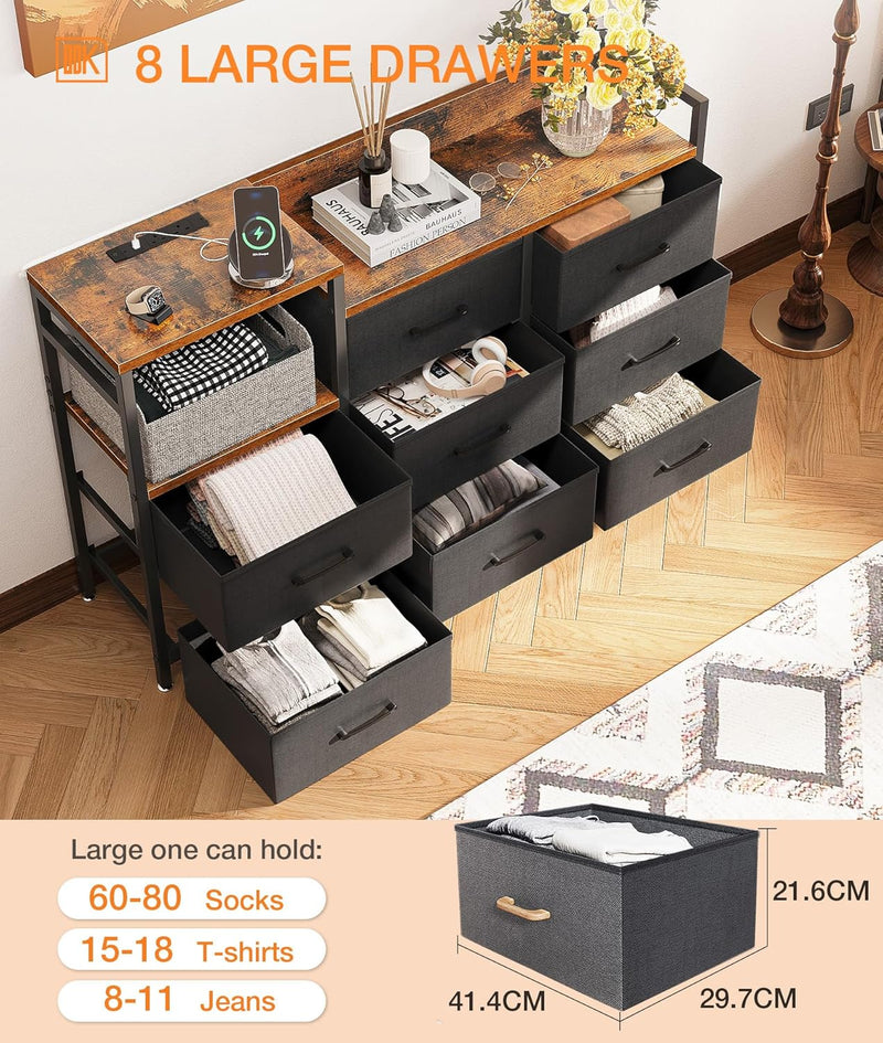Chest of Drawers Bedroom 8 Fabric 30x132x88CM Contains