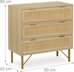 Chest of Drawers Bedroom Dresser Rattan Look 80x80x42