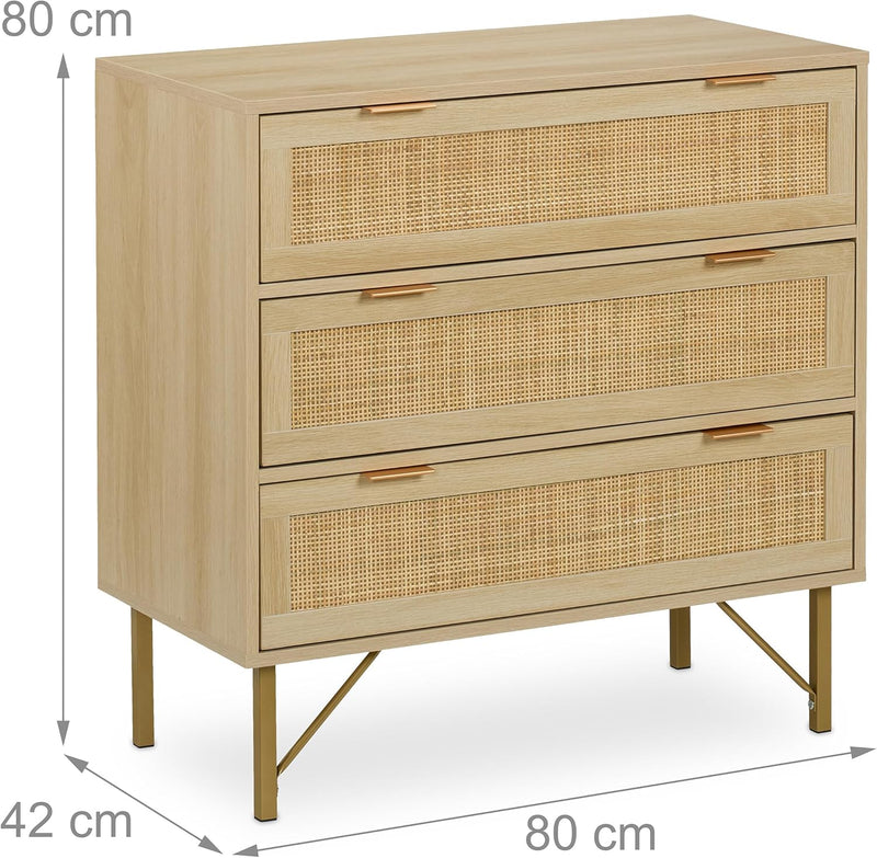 Chest of Drawers Bedroom Dresser Rattan Look