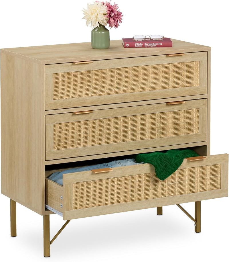 Chest of Drawers Bedroom Dresser Rattan Look